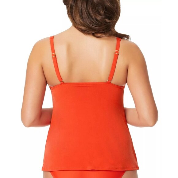Beyond Control Habanero Red Swim Tankini Top Adjustable Straps Flowy Design 14 - Picture 2 of 6